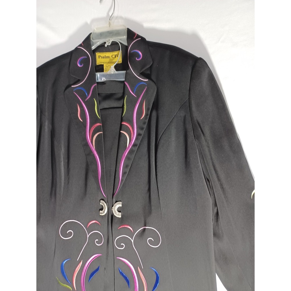 Psalm CIV Skirt Suit Womens 20W Black Embroidered Church 2‎ Piece Jacket Set